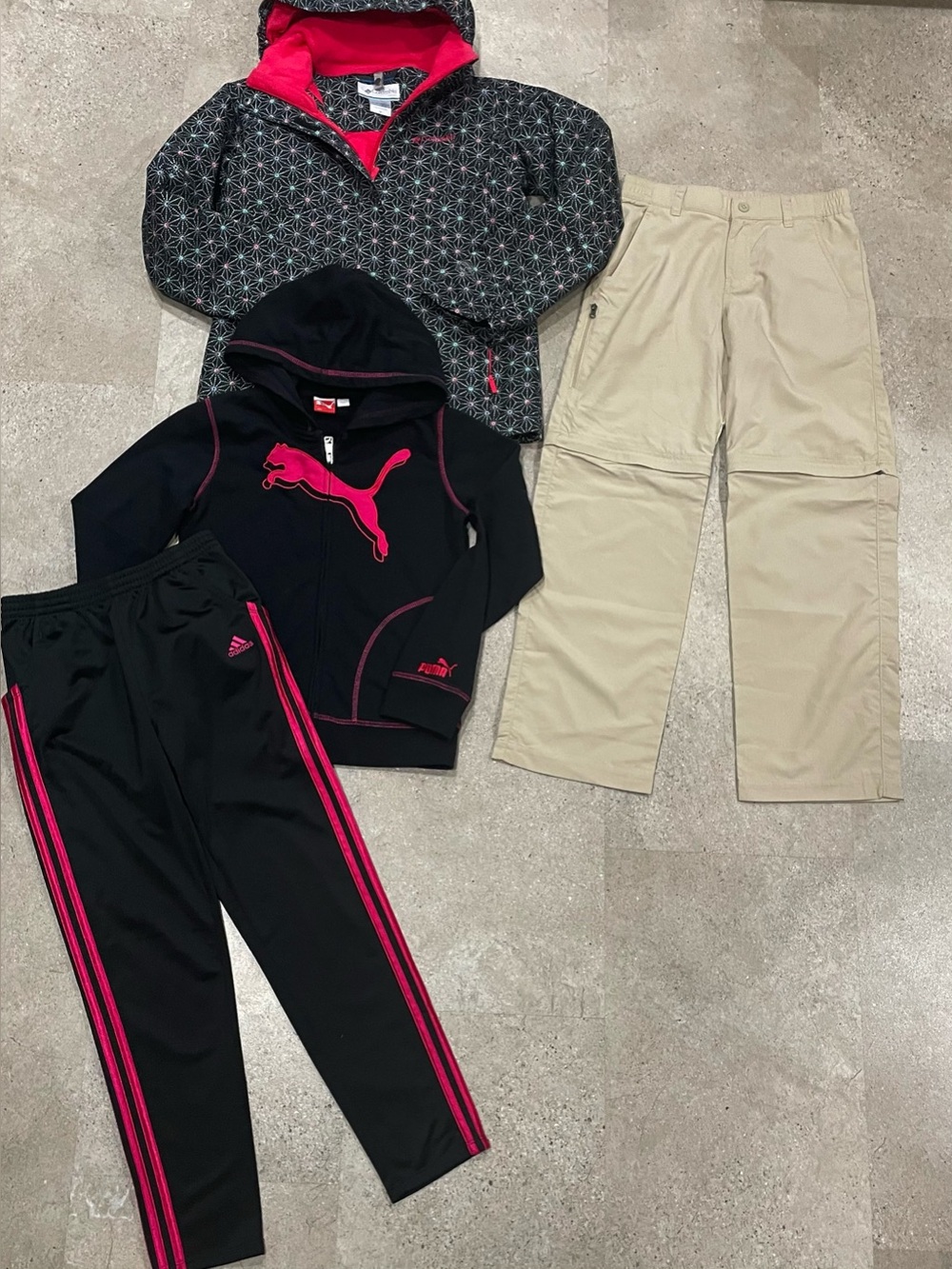 Girls COLUMBIA/ADIDAS/PUMA Athletic Pants…Jacket..& Sweatshirt, sz Medium